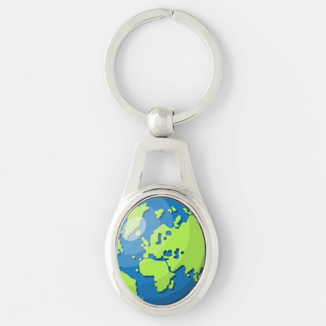 Modern Earth Globe Map – Wanderlust Travel Gift Keychain (Front)