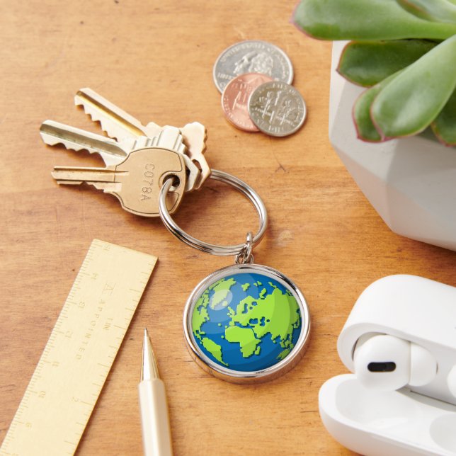 Modern Earth Globe Map – Wanderlust Travel Gift Keychain (Desk)