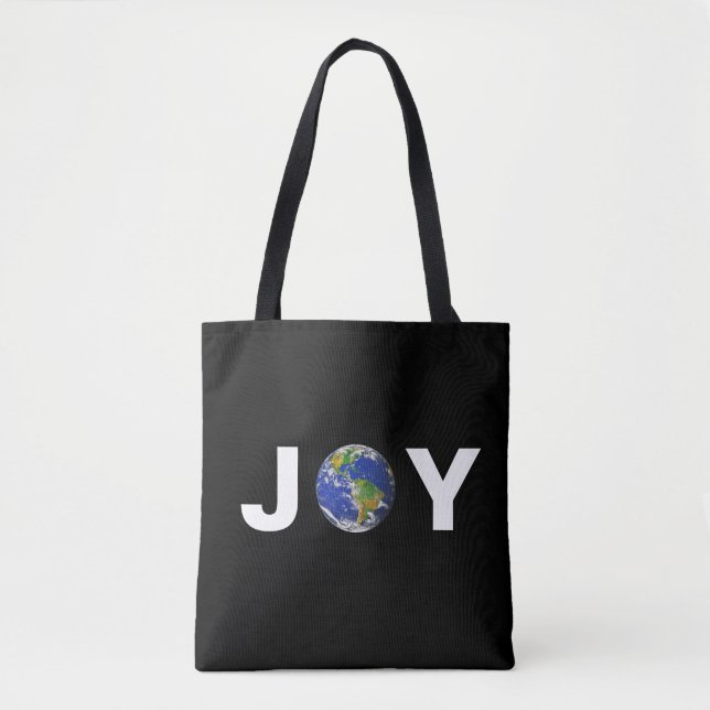 Modern earth joy on black tote bag (Front)