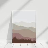 Modern Earth Tone Abstract Mountain Landscape Wall