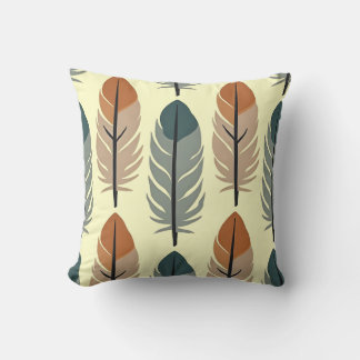 Modern Earth Tone Feathers Throw Pillow