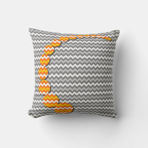 Modern Earth Yellow Grey Chevron Zigzag Pattern Throw Pillow