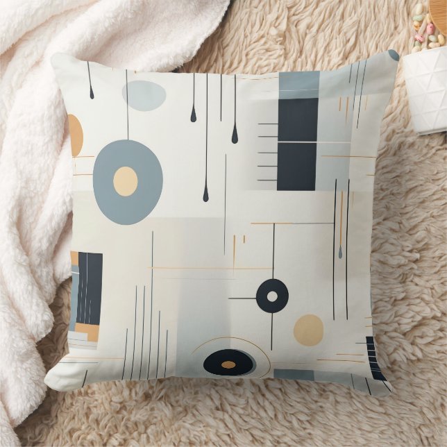Modern Earthy Abstract Geometric Neutral (2) Throw Pillow (Blanket)