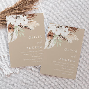 Modern Earthy Beige Boho Wedding Invitation