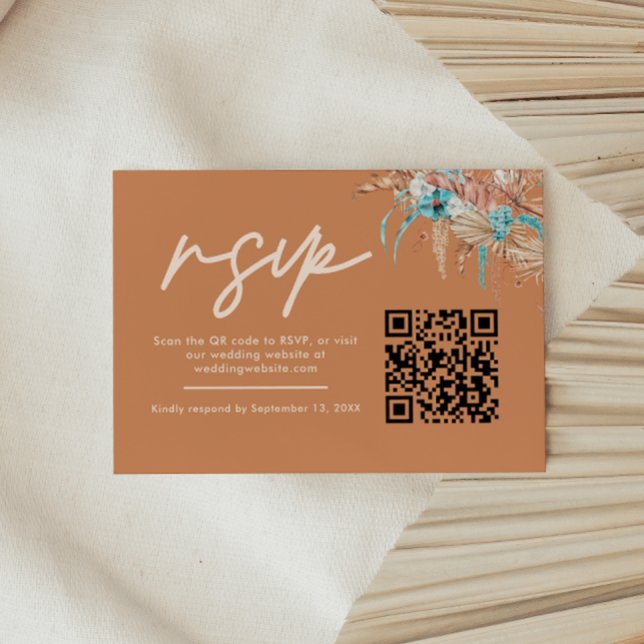 Modern Earthy Boho Wedding QR Code RSVP (Creator Uploaded)