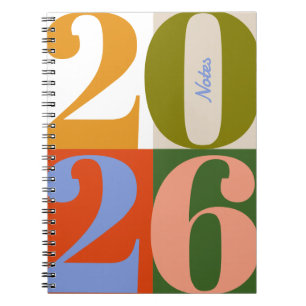 Modern Earthy Bold Year Blocks Custom Title Notebook