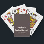 Modern Earthy Brown Bat Mitzvah Custom Favor Playing Cards<br><div class="desc">This personalized playing card deck features a rich brown back with ivory cream typography customized for a bat mitzvah celebration. Add a name and date to create a fun, practical favor guests can take home and actually use. Playing cards work well for cocktail tables, lounge areas, or favor bags and...</div>