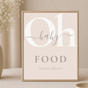 Modern Earthy Brown Script Baby Shower Food Sign