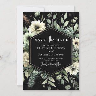Modern Earthy Flowers Sage Green Wedding Save The Date