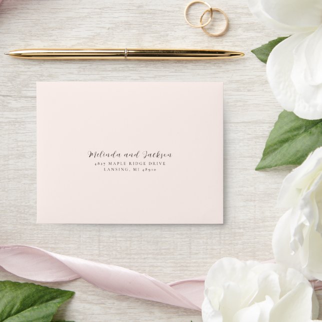 Modern Earthy Neutral Photo Wedding Envelope (Wedding)