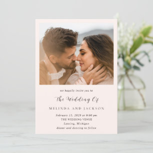 Modern Earthy Neutral Photo Wedding Invitation