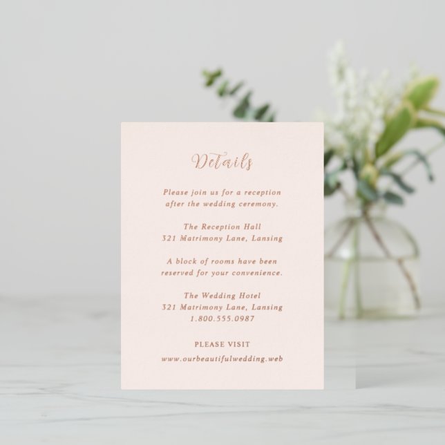 Modern Earthy Neutral Wedding Foil Enclosure Card (Standing Front)