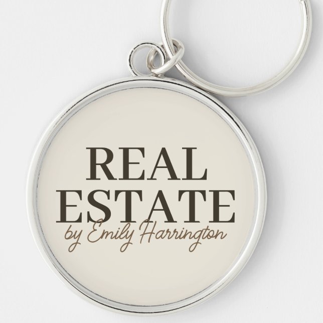 Modern Earthy Real Estate Agent Keychain (Front)