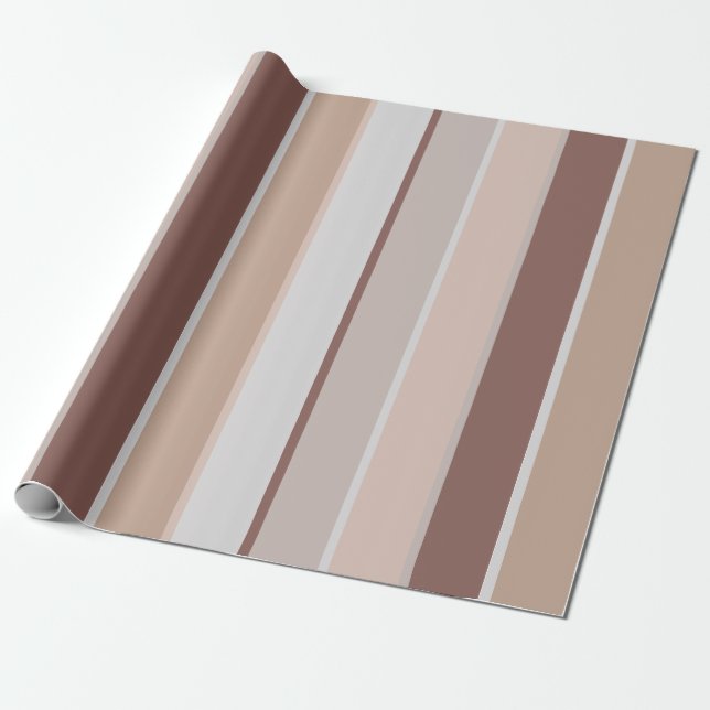 Modern Earthy Stripes Blush Mauve Taupe Wrapping Paper (Unrolled)