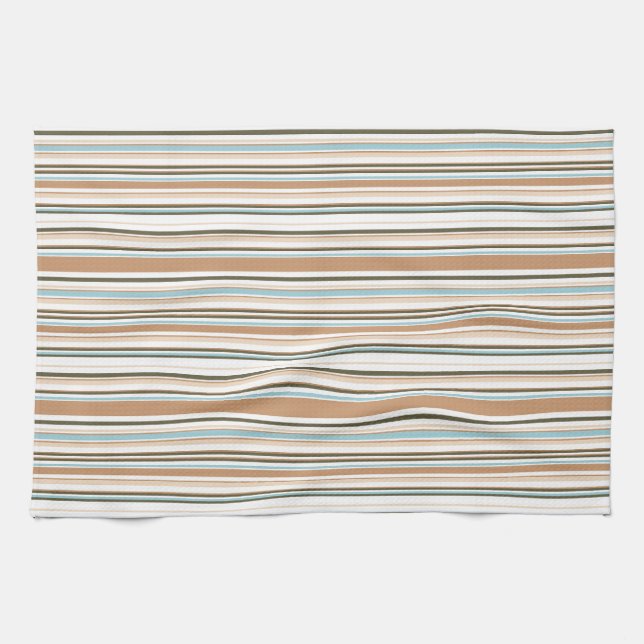 Modern Earthy Stripes with Blue Accent Kitchen Towel (Horizontal)