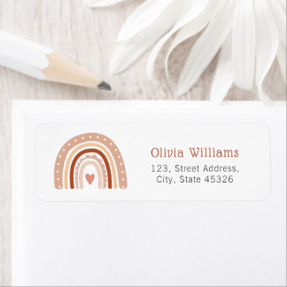 Modern Earthy Tone Boho Rainbow Return Address