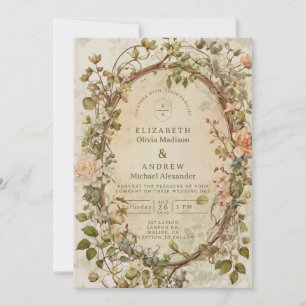 Modern Earthy Tones Boho Floral  Wedding Invitation