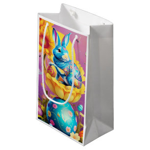Modern Easter Bunny Flower Art Small Gift Bag