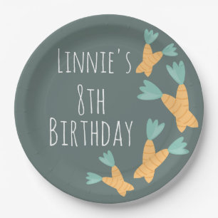 Modern Easter Carrot Bunch Birthday Paper Plate