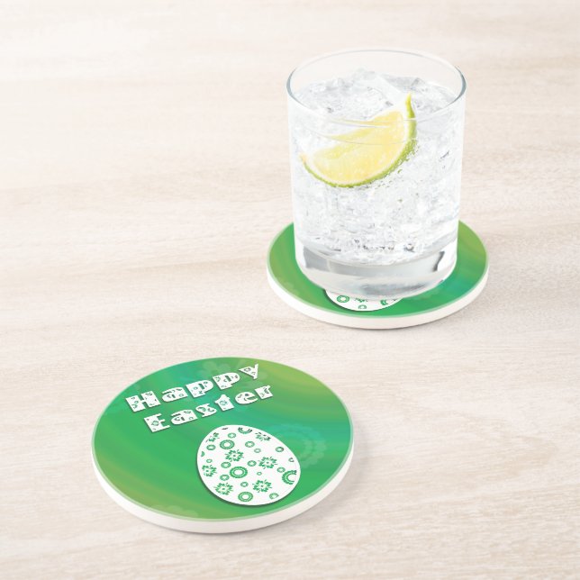 Modern Easter Egg Retro Paper Art Coaster (Side)