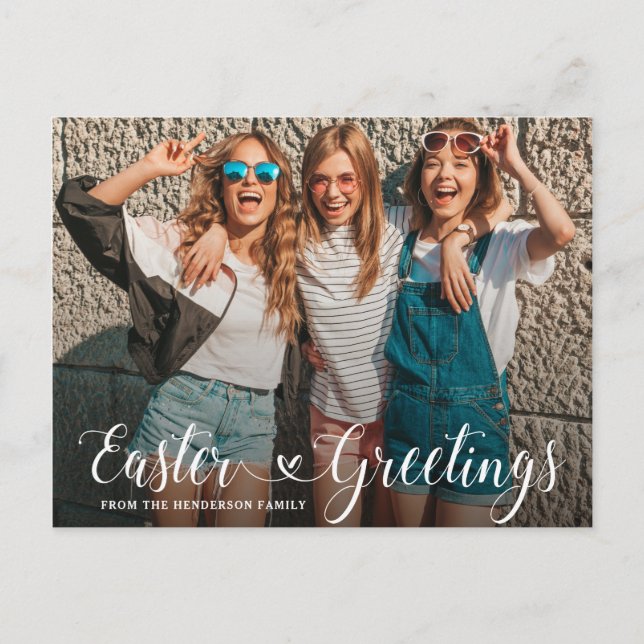 Modern Easter Greeting Photo Postcard (Front)