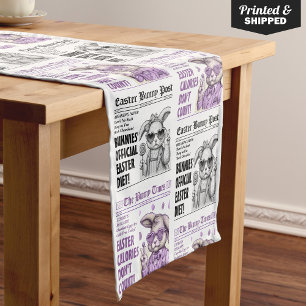 Modern Easter Table Decor, Easter Bunny Newspaper Short Table Runner