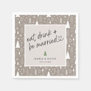 Modern Eat Drink and Be Married Christmas Pattern Napkin
