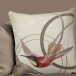 Modern Ecru Hummingbird Design | Taupe Throw Pillow<br><div class="desc">Stylish throw pillow features an artistic design in an earthy ecru ivory and taupe color palette. An artistic design with a beautiful hummingbird as the focal point with muted maroon and earthy green green accents on a neutral abstract background with geometric circle composition. This elegant design is built on combinations...</div>
