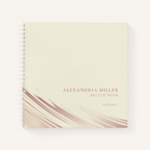 Modern Ecru & Pink Personalized Sketchbook Notebook