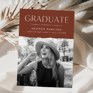 Modern Edge Brown Photo Graduation Announcement