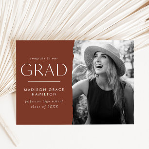 Modern Edge Brown Photo Graduation Announcement