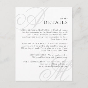 Modern Edge Elegant Minimal Monogram Details Enclosure Card