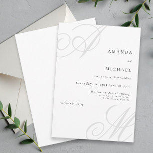 Modern Edge Elegant Minimal Monogram Wedding Invitation