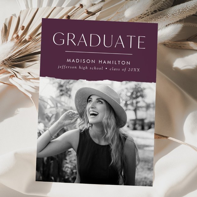 Modern Edge Purple Photo Graduation Announcement (Creator Uploaded)