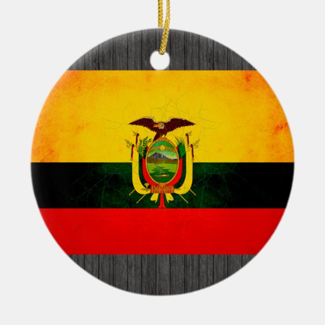 Modern Edgy Ecuadorean Flag Ceramic Ornament (Front)