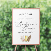 Modern Edgy Rehearsal Calligraphy BBQ & Brews Sign