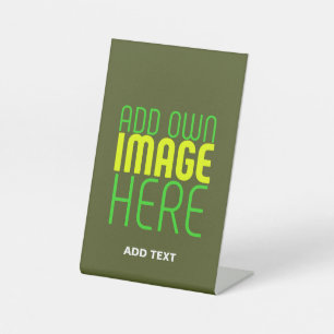 MODERN EDITABLE ARMY GREEN IMAGE TEXT TEMPLATE PEDESTAL SIGN