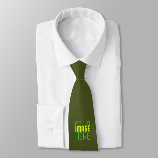 MODERN EDITABLE ARMY GREEN IMAGE TEXT TEMPLATE TIE (Tied)