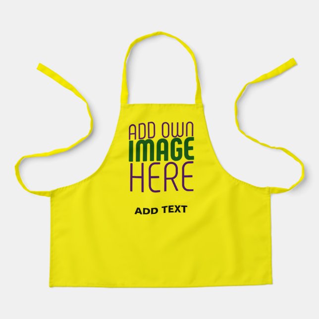 MODERN EDITABLE BRIGHT YELLOW IMAGE TEXT TEMPLATE APRON (Front)