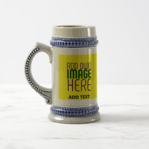 MODERN EDITABLE BRIGHT YELLOW IMAGE TEXT TEMPLATE BEER STEIN