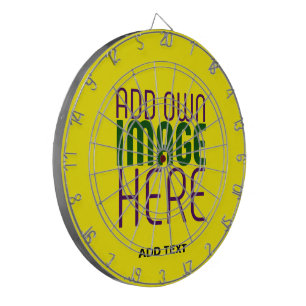 MODERN EDITABLE BRIGHT YELLOW IMAGE TEXT TEMPLATE DARTBOARD