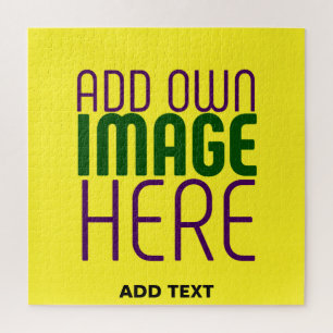 MODERN EDITABLE BRIGHT YELLOW IMAGE TEXT TEMPLATE JIGSAW PUZZLE
