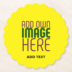 MODERN EDITABLE BRIGHT YELLOW IMAGE TEXT TEMPLATE PAPER COASTER