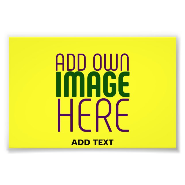 MODERN EDITABLE BRIGHT YELLOW IMAGE TEXT TEMPLATE PHOTO PRINT (Front)