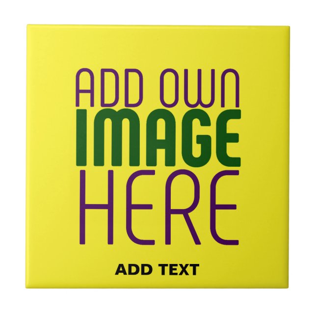  MODERN EDITABLE BRIGHT YELLOW IMAGE TEXT TEMPLATE TILE (Front)