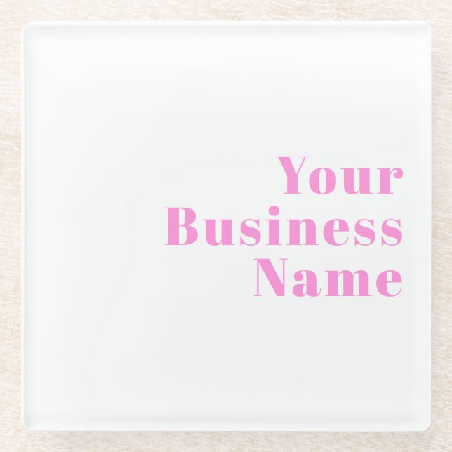 Modern Editable Business Name or First & Last Name Glass Coaster (Front)