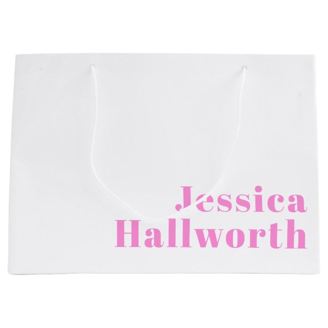 Modern Editable Business Name or First & Last Name Large Gift Bag (Front)