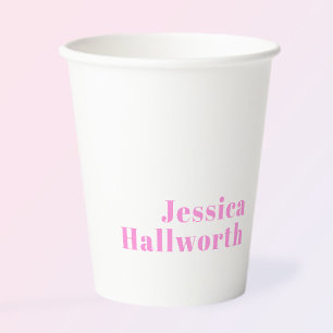 Modern Editable Business Name or First & Last Name Paper Cups