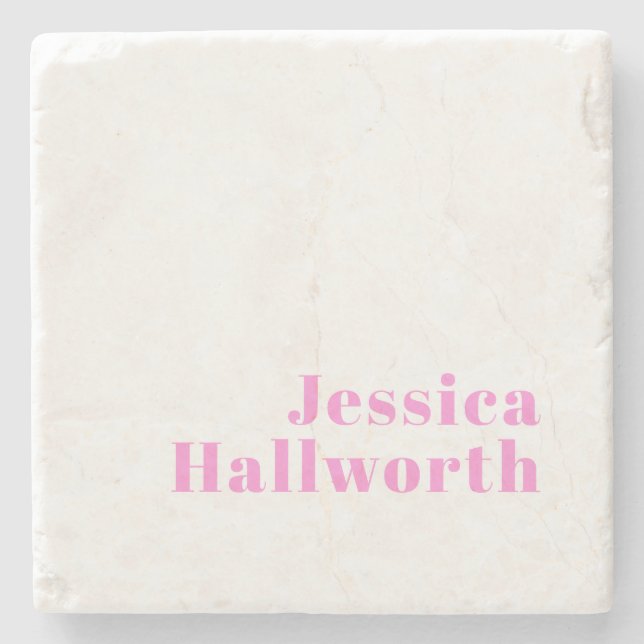 Modern Editable Business Name or First & Last Name Stone Coaster (Front)