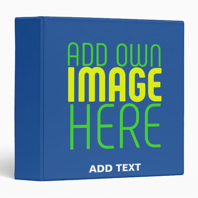 MODERN EDITABLE COBALT BLUE IMAGE TEXT TEMPLATE BINDER (Front/Spine)